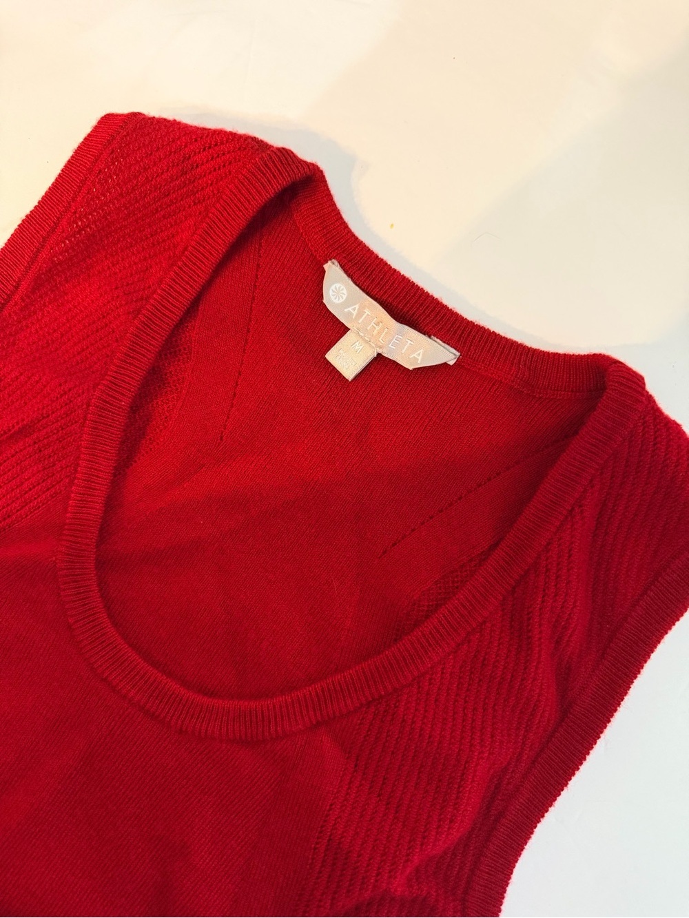 Athleta River Rib Sweater Dress Size Medium Red Midi Sleeveless
